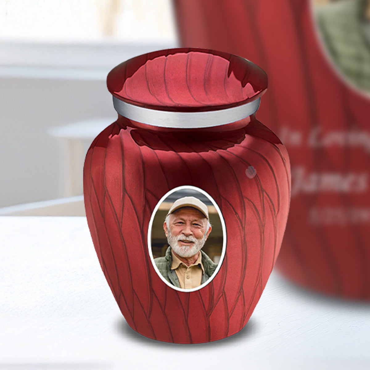 Keepsake Embrace Pearl Candy Red Portrait Cremation Urn