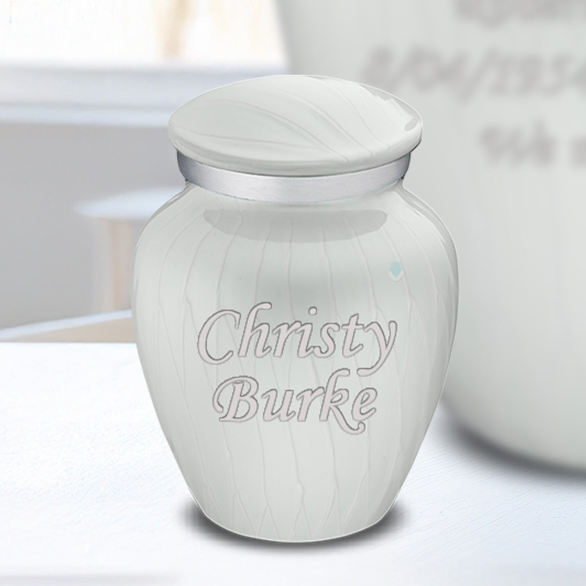 Keepsake Embrace Pearl White Custom Engraved Cremation Urn