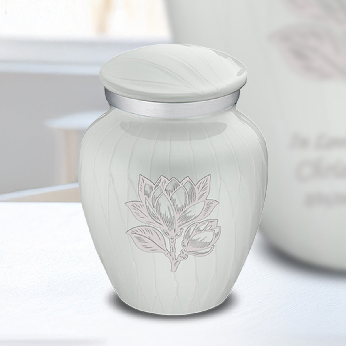 Keepsake Embrace Pearl White Magnolia Flower Cremation Urn