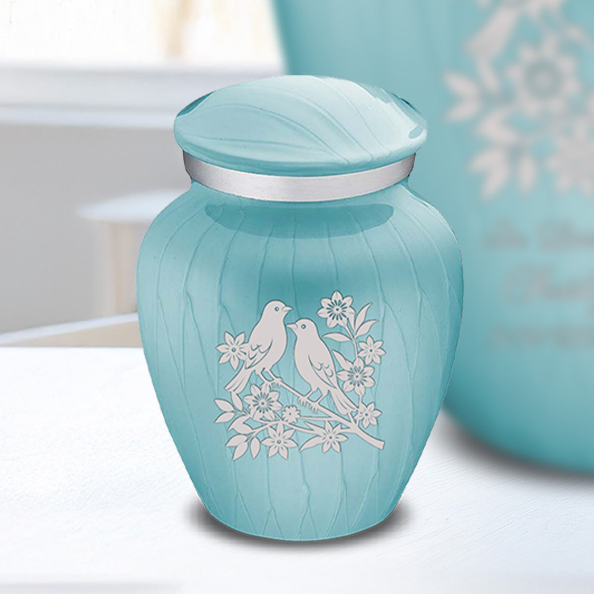 Keepsake Embrace Pearl Light Blue Songbirds Cremation Urn