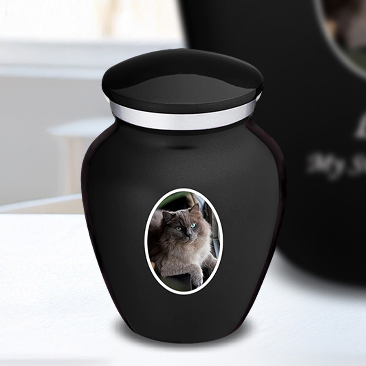 Keepsake Pet Embrace Black Portrait Cremation Urn