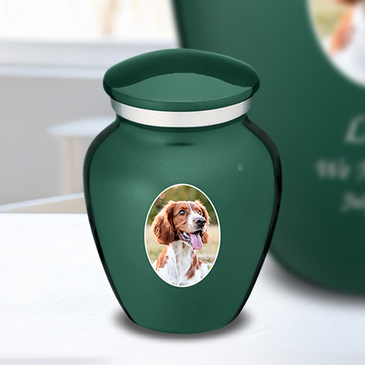 Keepsake Pet Embrace Green Portrait Cremation Urn