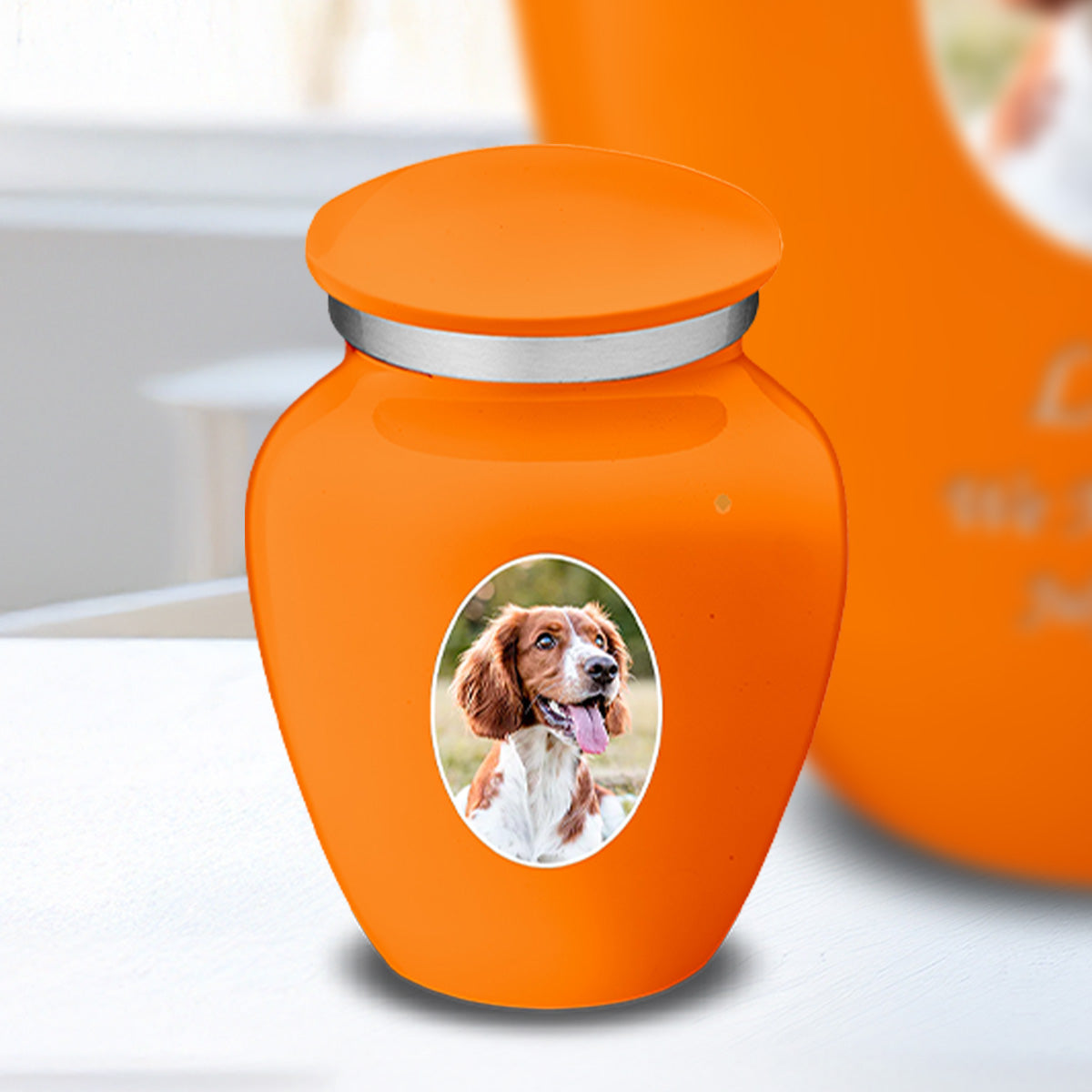 Keepsake Pet Embrace Burnt Orange Portrait Cremation Urn