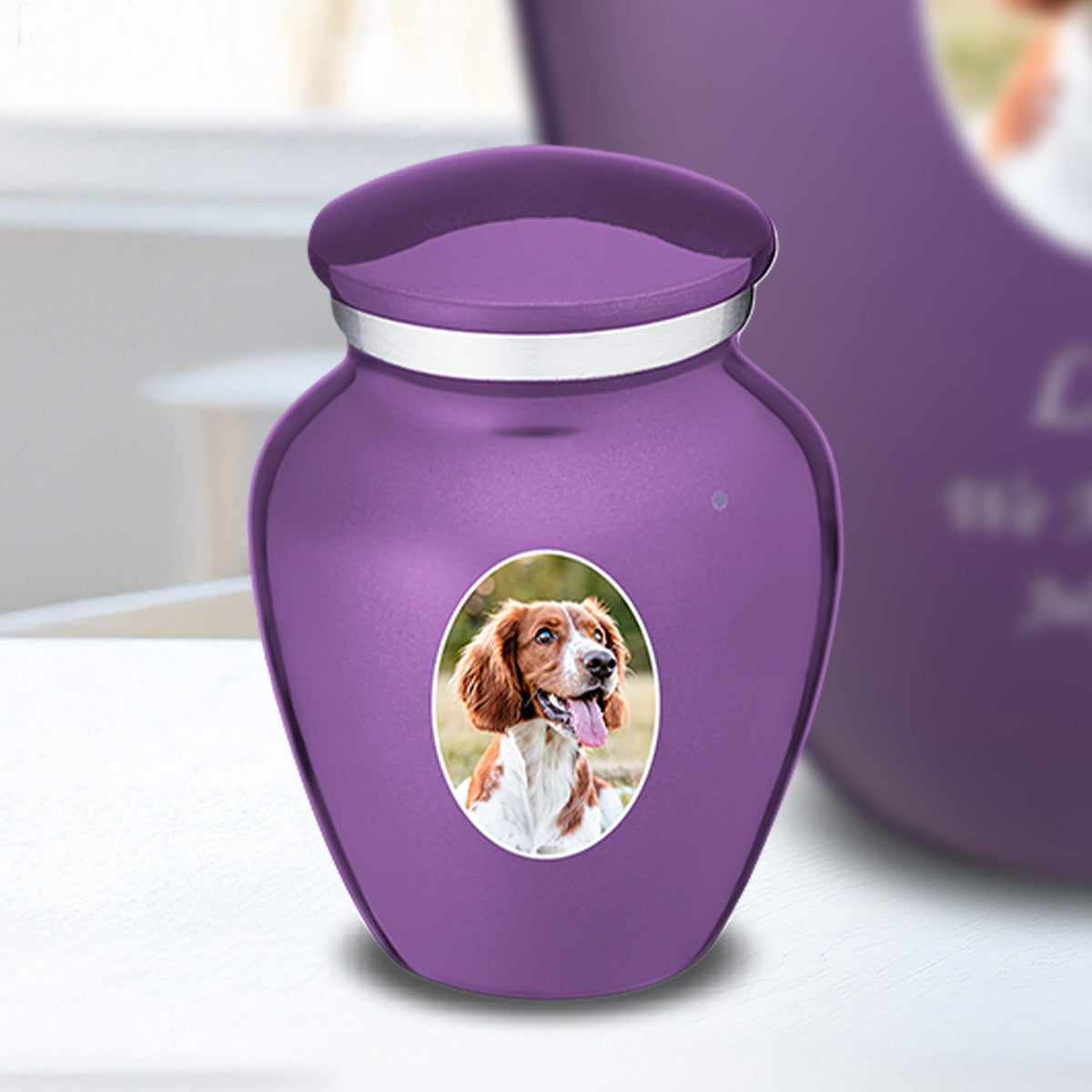 Keepsake Pet Embrace Purple Portrait Cremation Urn