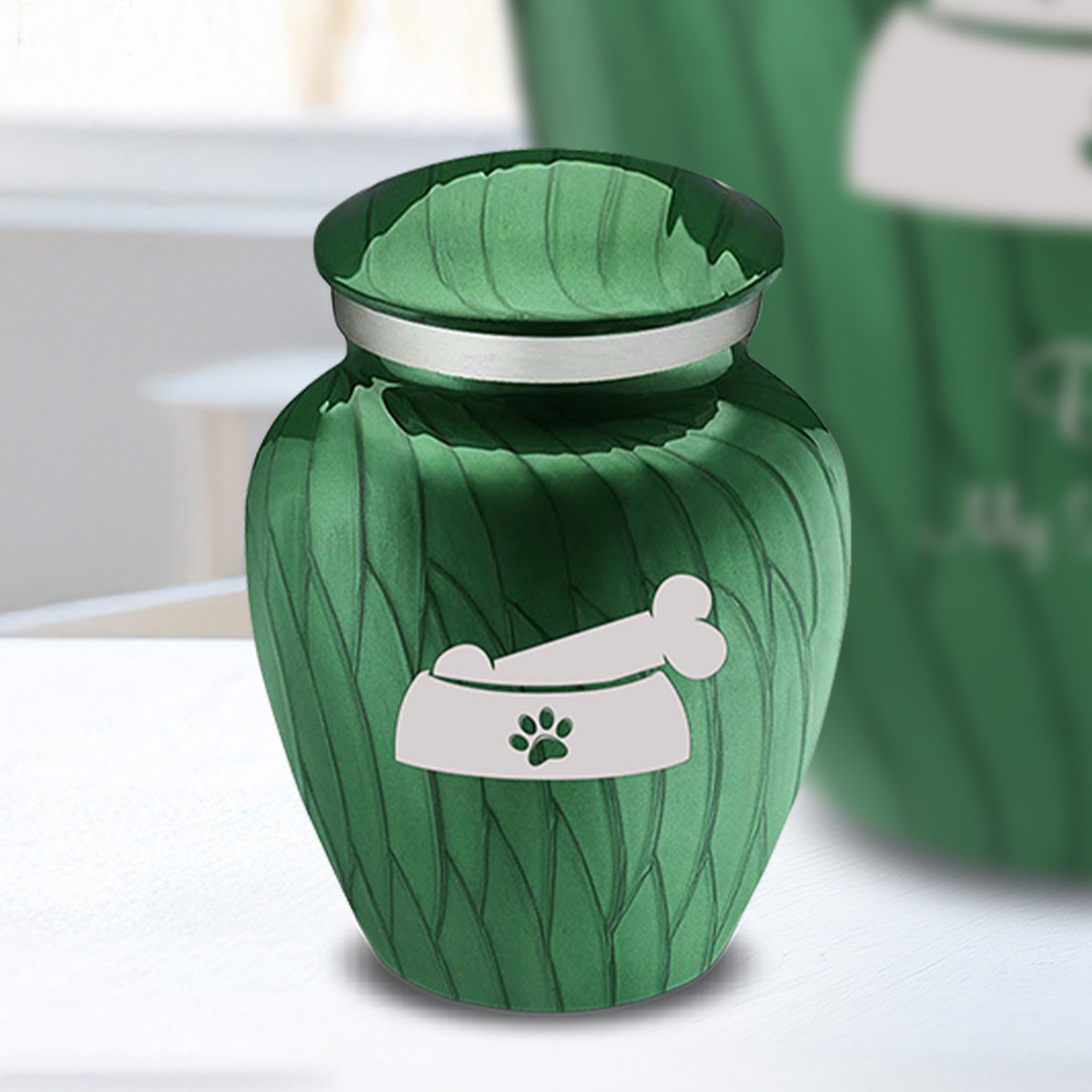 Keepsake  Embrace Pearl Green Pet Dog Bone Cremation Urn