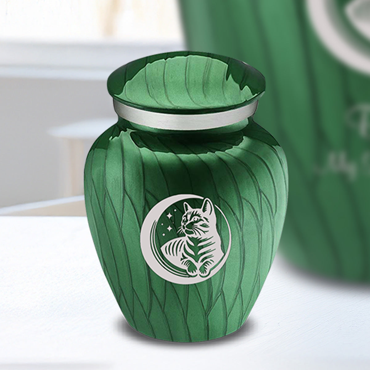 Keepsake Embrace Pearl Green Pet Cute Cat Cremation Urn
