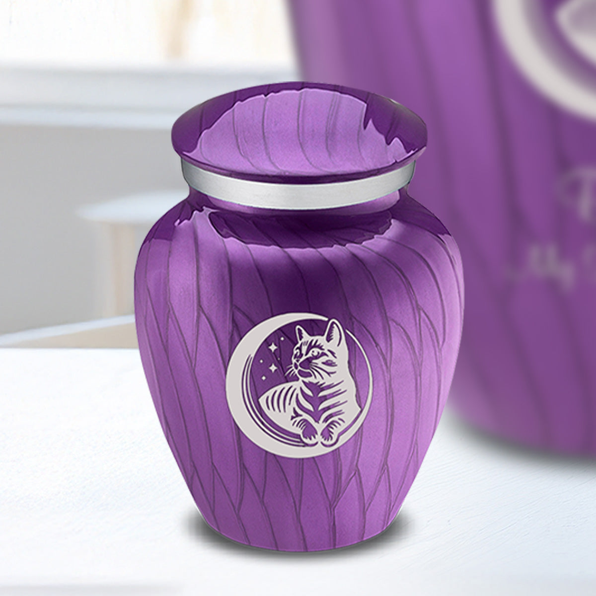 Keepsake Embrace Pearl Purple Pet Cute Cat Cremation Urn