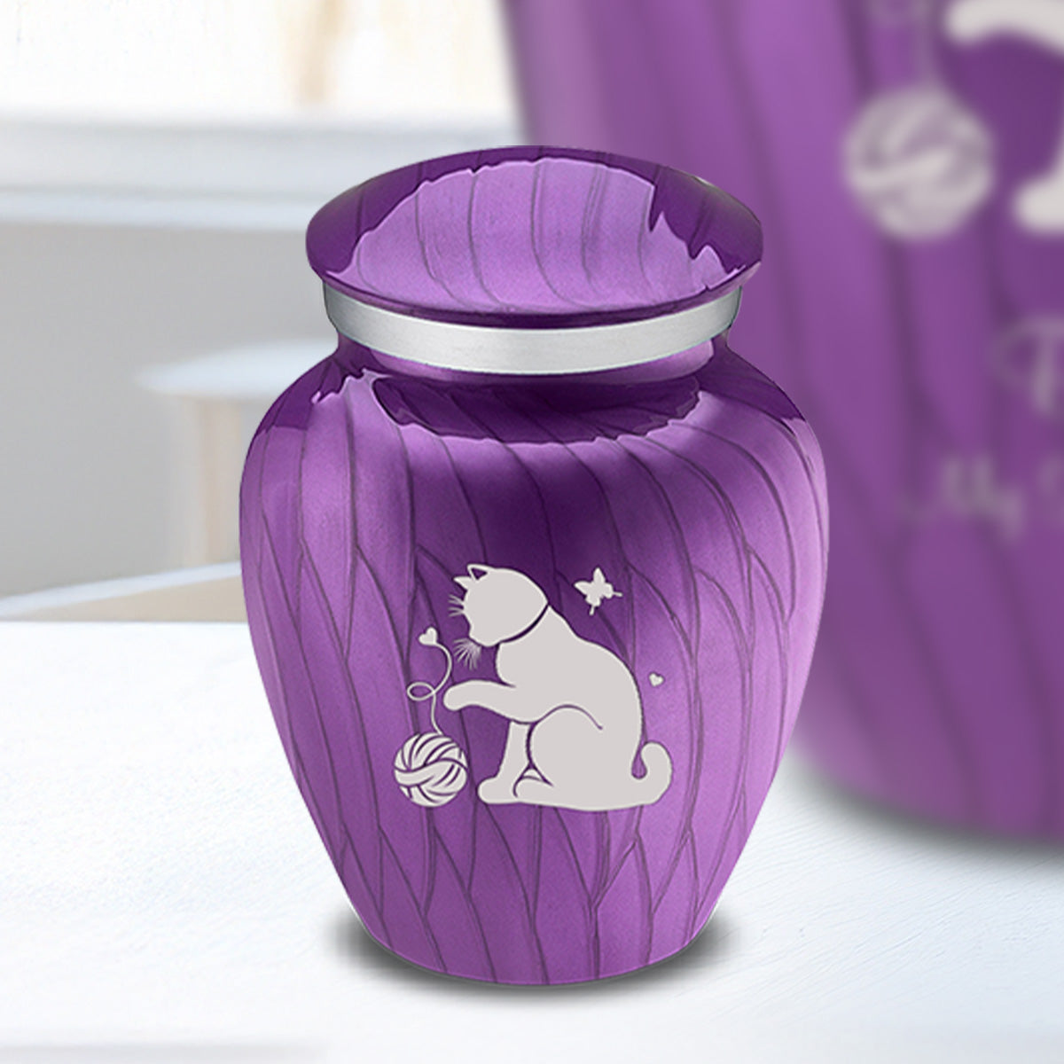 Keepsake Embrace Pearl Purple Pet Fun Cat Cremation Urn