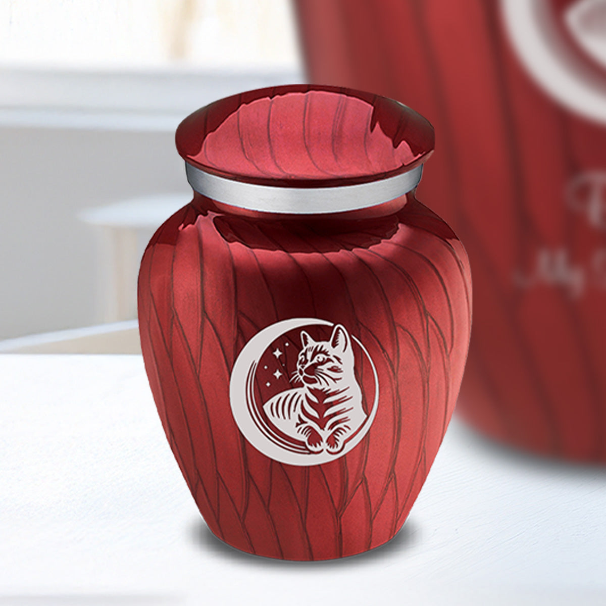 Keepsake Embrace Pearl Candy Red Pet Cute Cat Cremation Urn