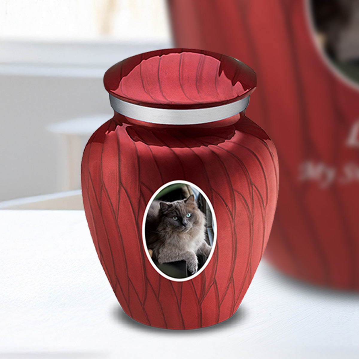 Keepsake Pet Embrace Pearl Candy Red Portrait Cremation Urn