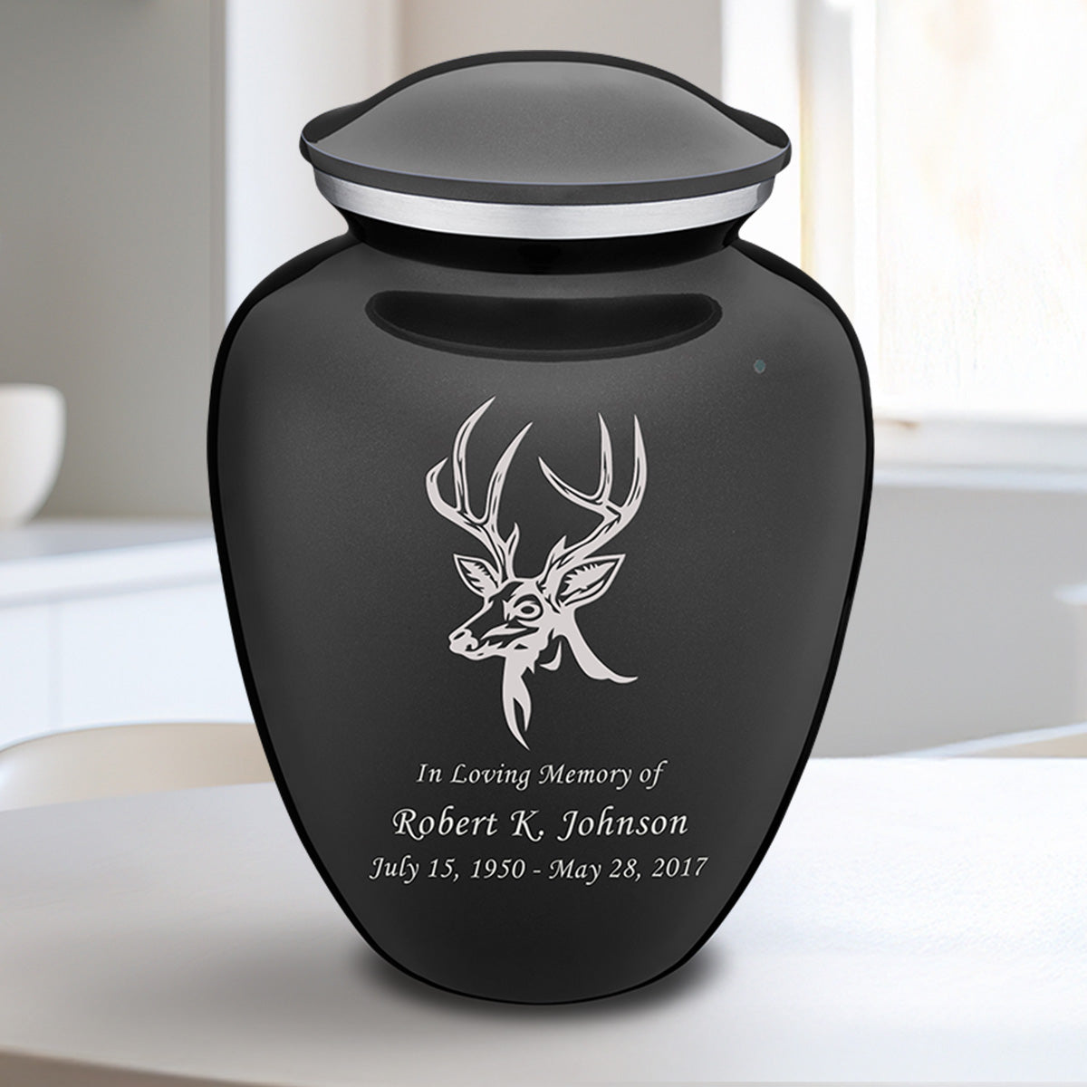 Medium Embrace Charcoal Deer Cremation Urn