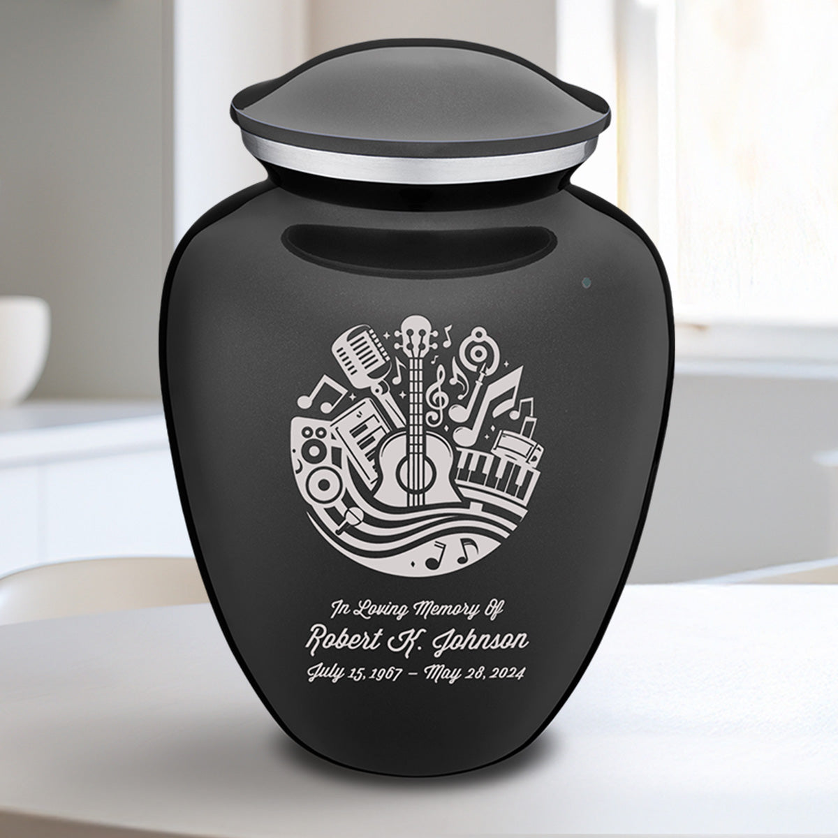 Medium Embrace Charcoal Black Music Cremation Urn
