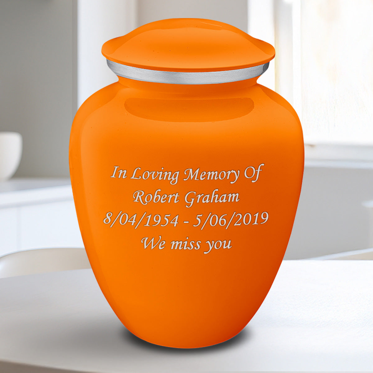 Medium Embrace Burnt Orange Custom Engraved Cremation Urn