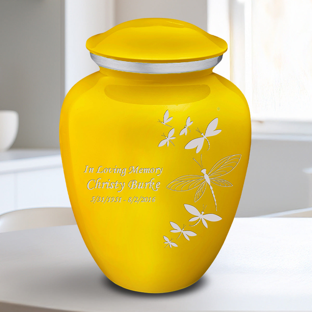 Medium Embrace Yellow Dragonflies Cremation Urn