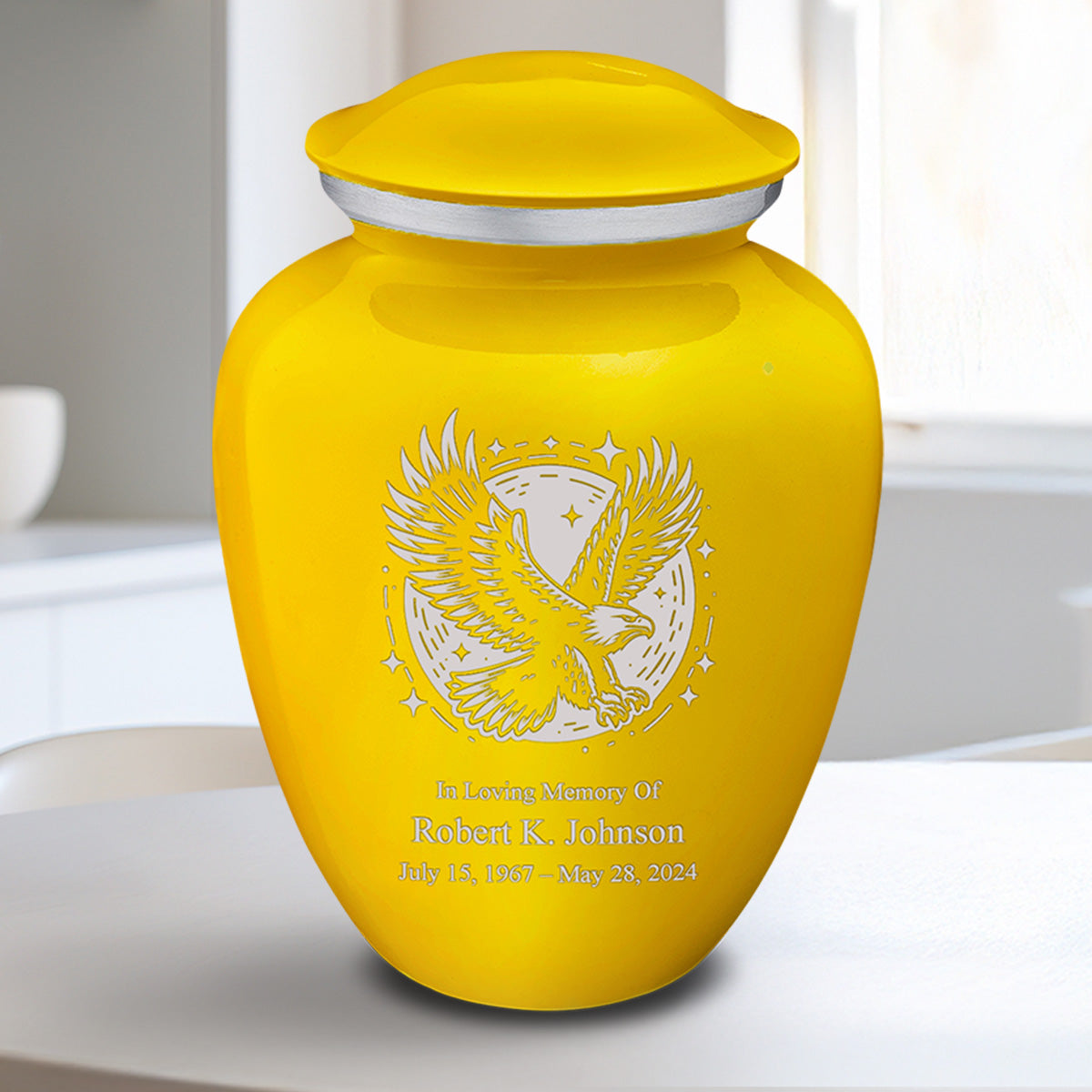 Medium Embrace Yellow Flying Eagle Cremation Urn