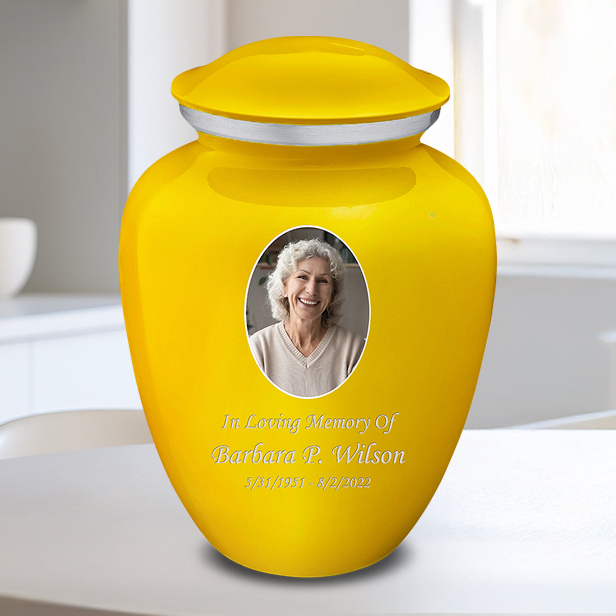 Medium Embrace Yellow Portrait Cremation Urn