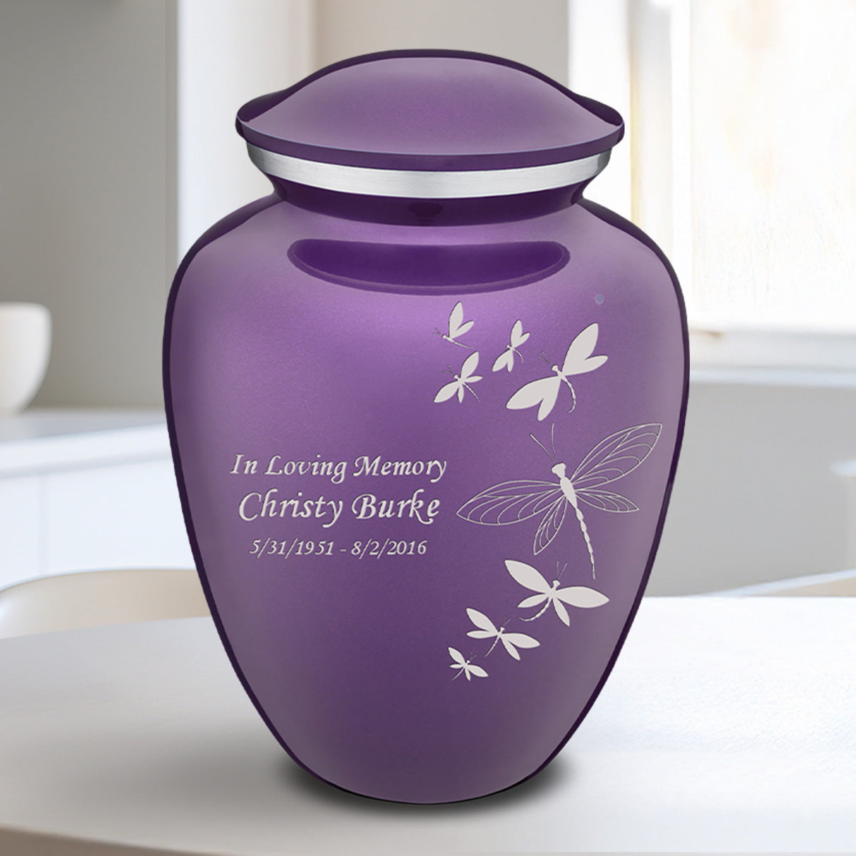 Medium Embrace Purple Dragonflies Cremation Urn