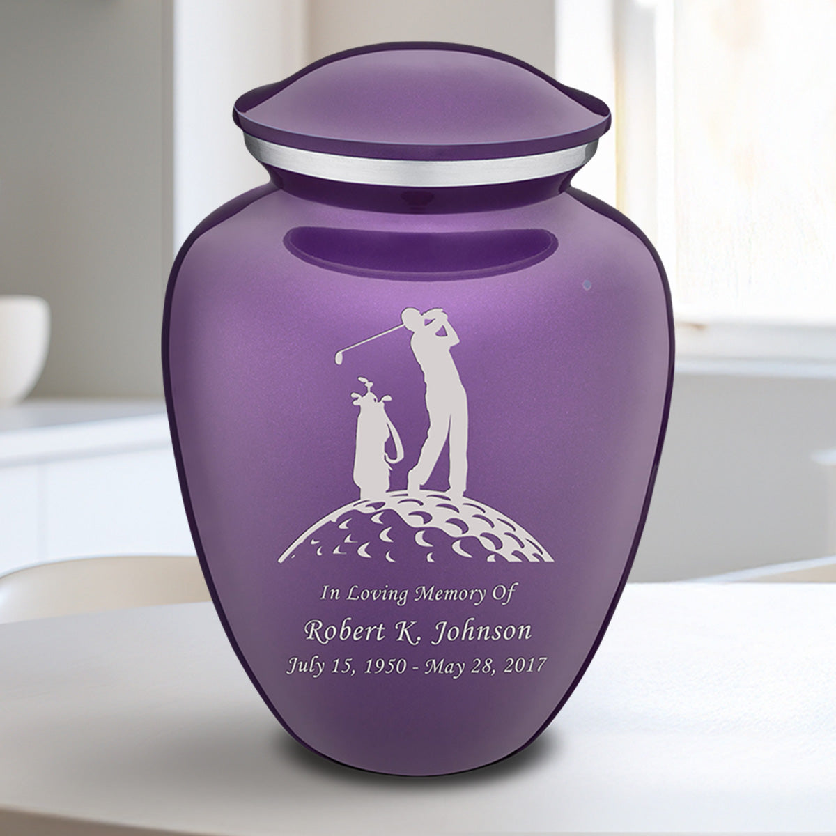 Medium Embrace Purple Golfer Cremation Urn