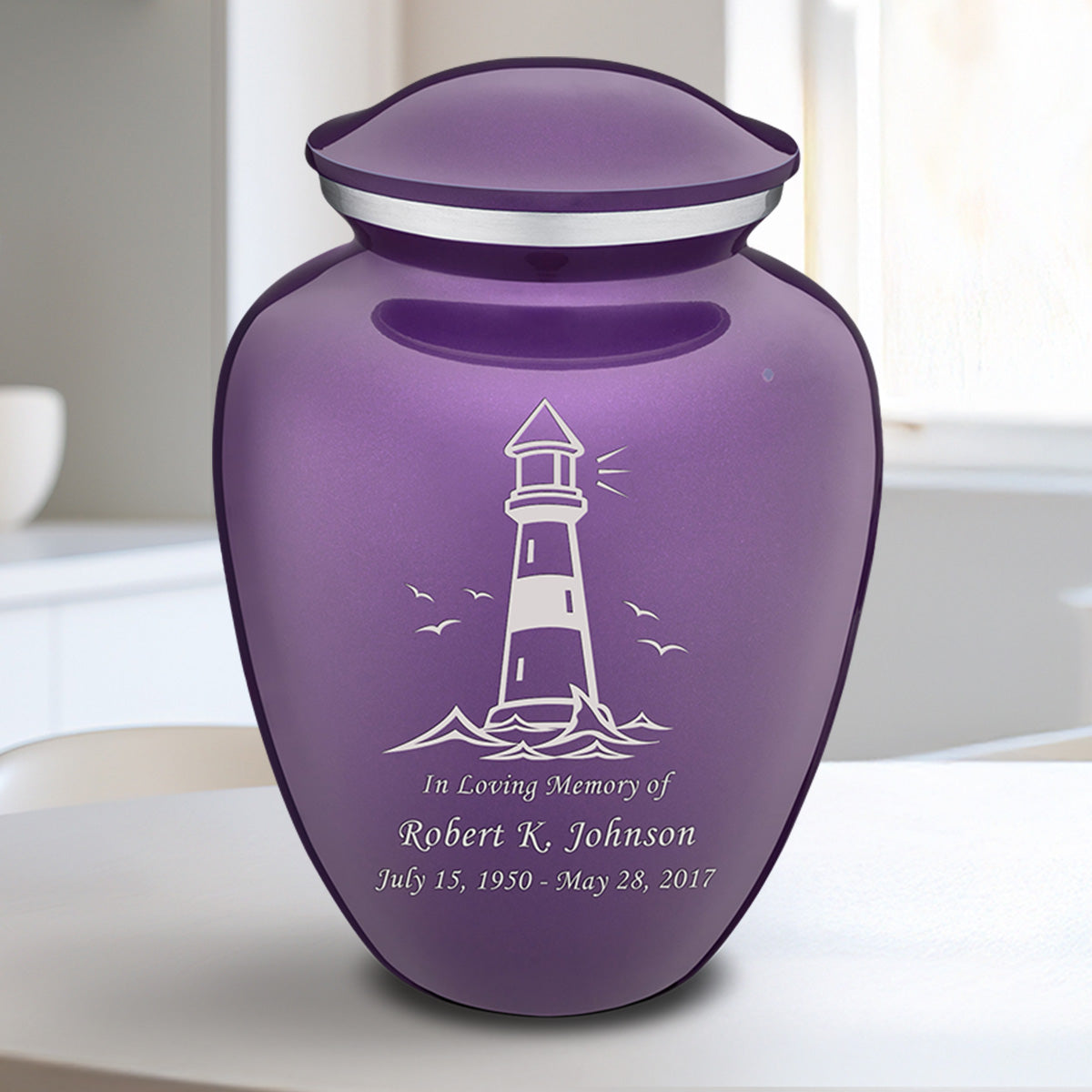 Medium Embrace Purple Lighthouse Cremation Urn
