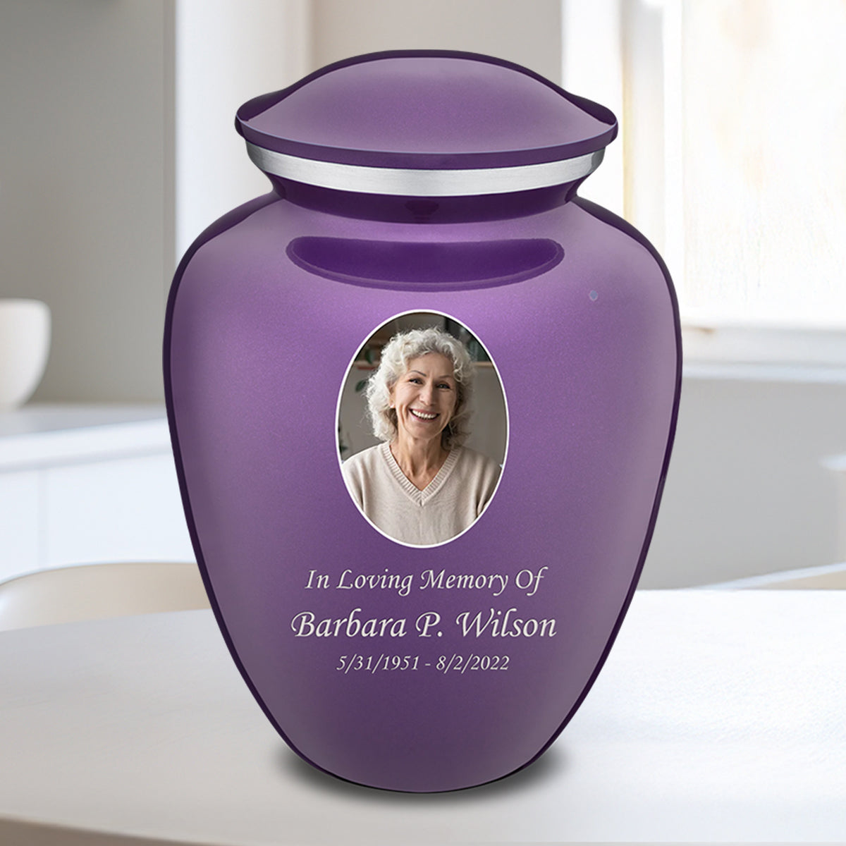 Medium Embrace Purple Portrait Cremation Urn