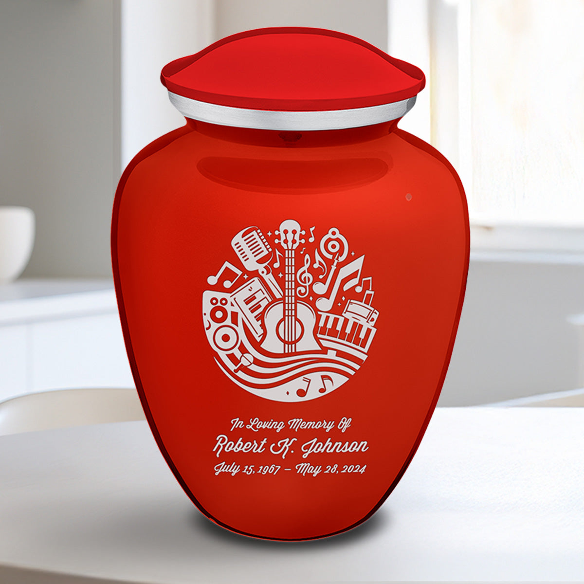 Medium Embrace Bright Red Music Cremation Urn