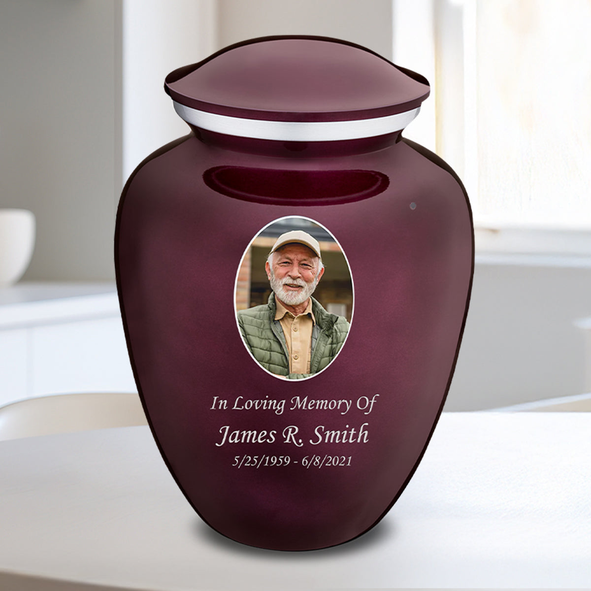 Medium Embrace Cherry Purple Portrait Cremation Urn