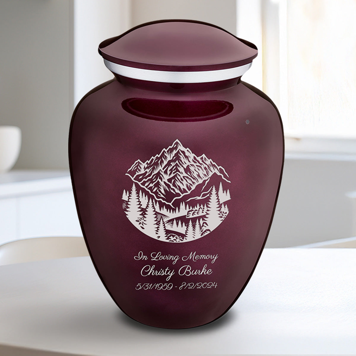 Medium Embrace Cherry Purple Rocky Mountains Cremation Urn