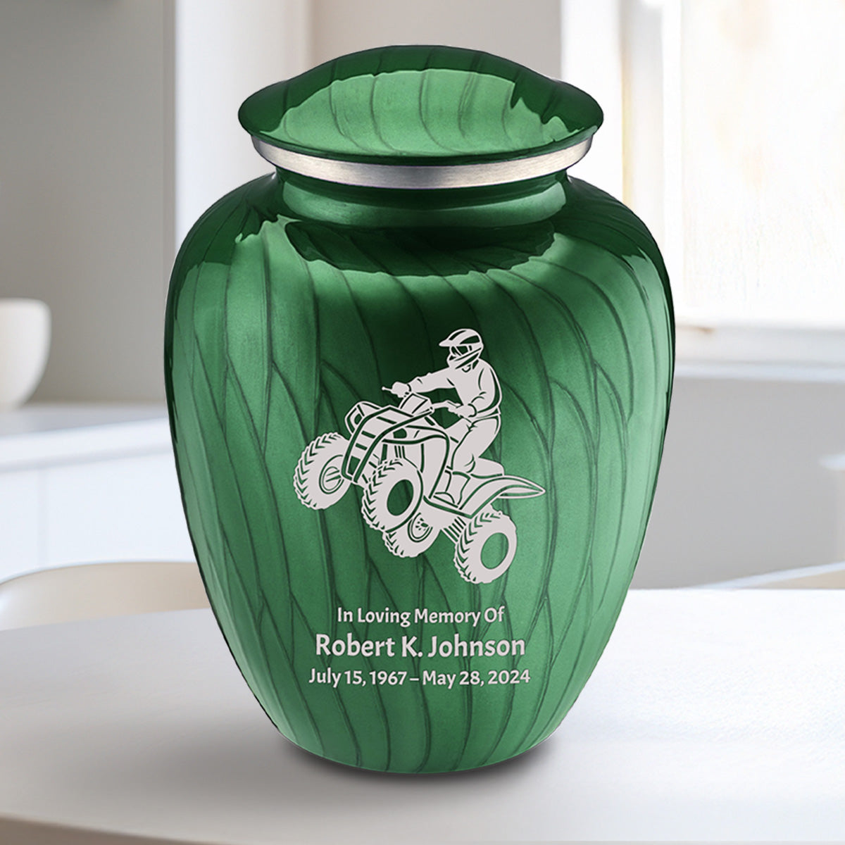 Medium Embrace Pearl Green ATV Cremation Urn