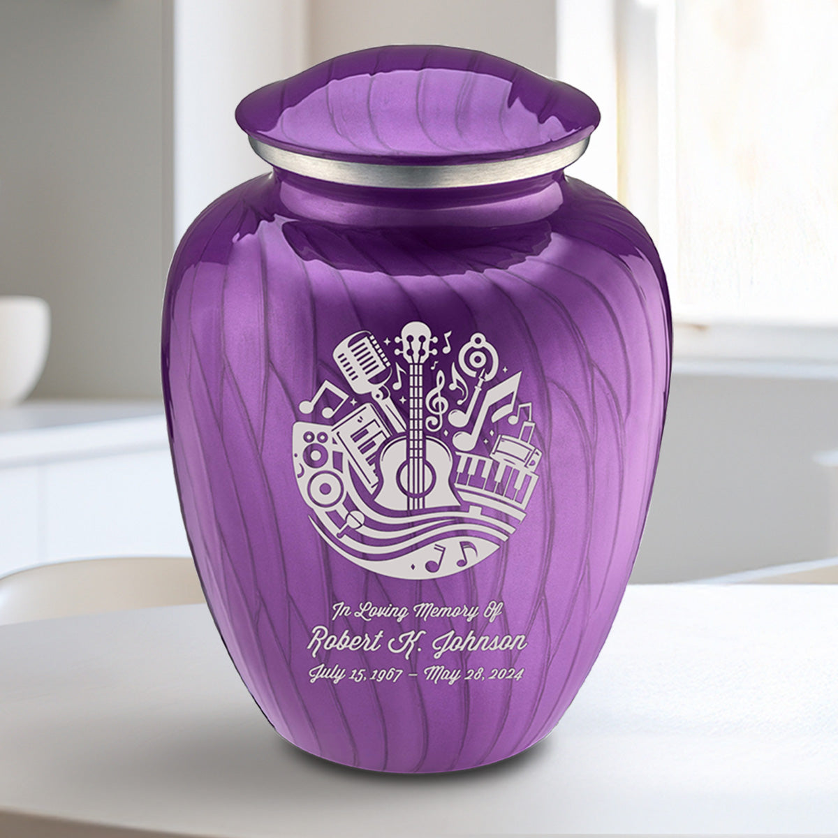 Medium Embrace Pearl Purple Music Cremation Urn