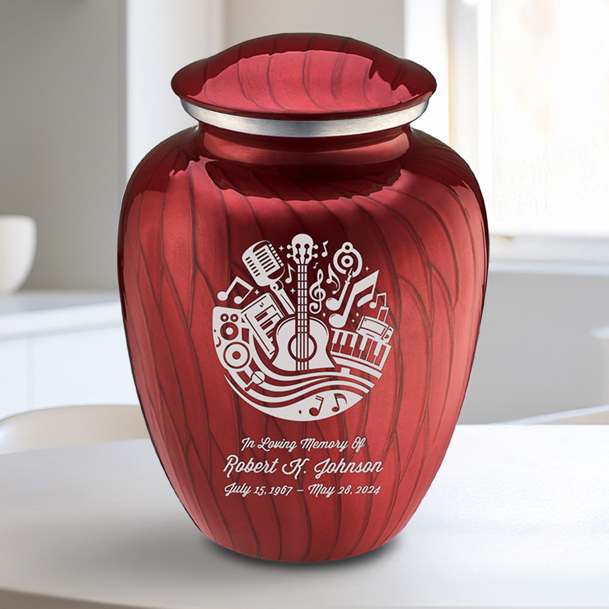 Medium Embrace Pearl Candy Red Music Cremation Urn