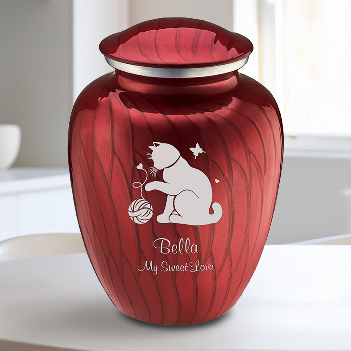 Medium Embrace Pearl Candy Red Pet Fun Cat Cremation Urn