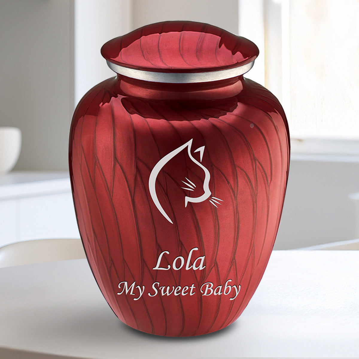Medium Embrace Pearl Candy Red Cat Pet Cremation Urn