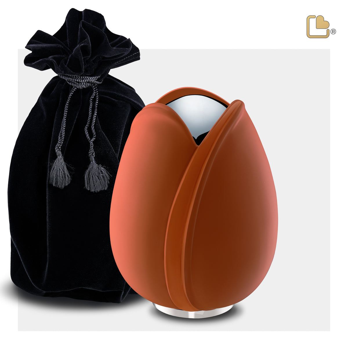 Tulip Medium Urn Orange & Polished Silver
