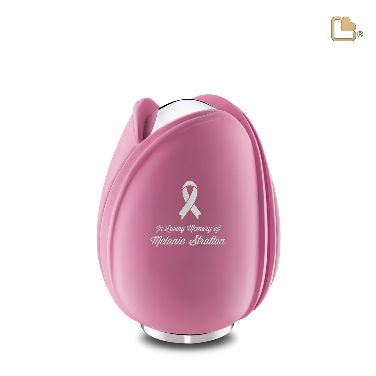 Tulip Medium Urn Pink & Polished Silver