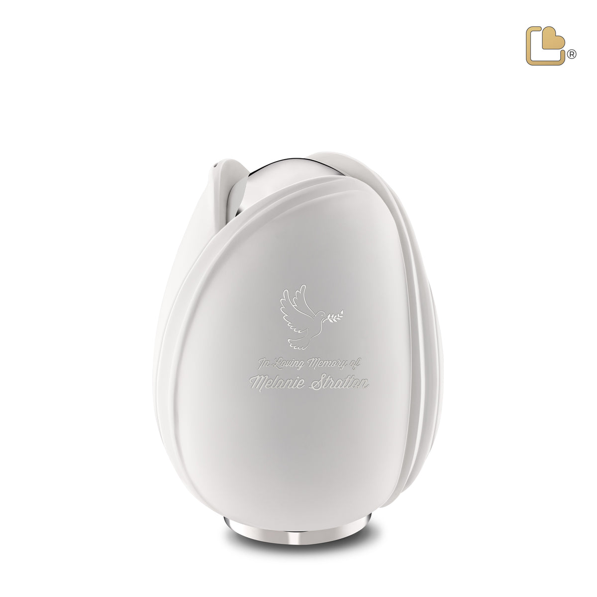 Tulip Medium Urn White & Polished Silver