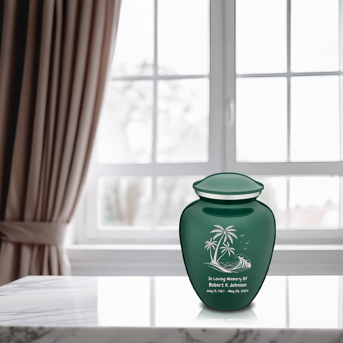 Medium Embrace Green Palm Beach Cremation Urn