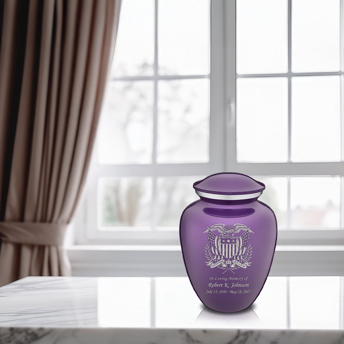 Medium Embrace Purple American Glory Cremation Urn