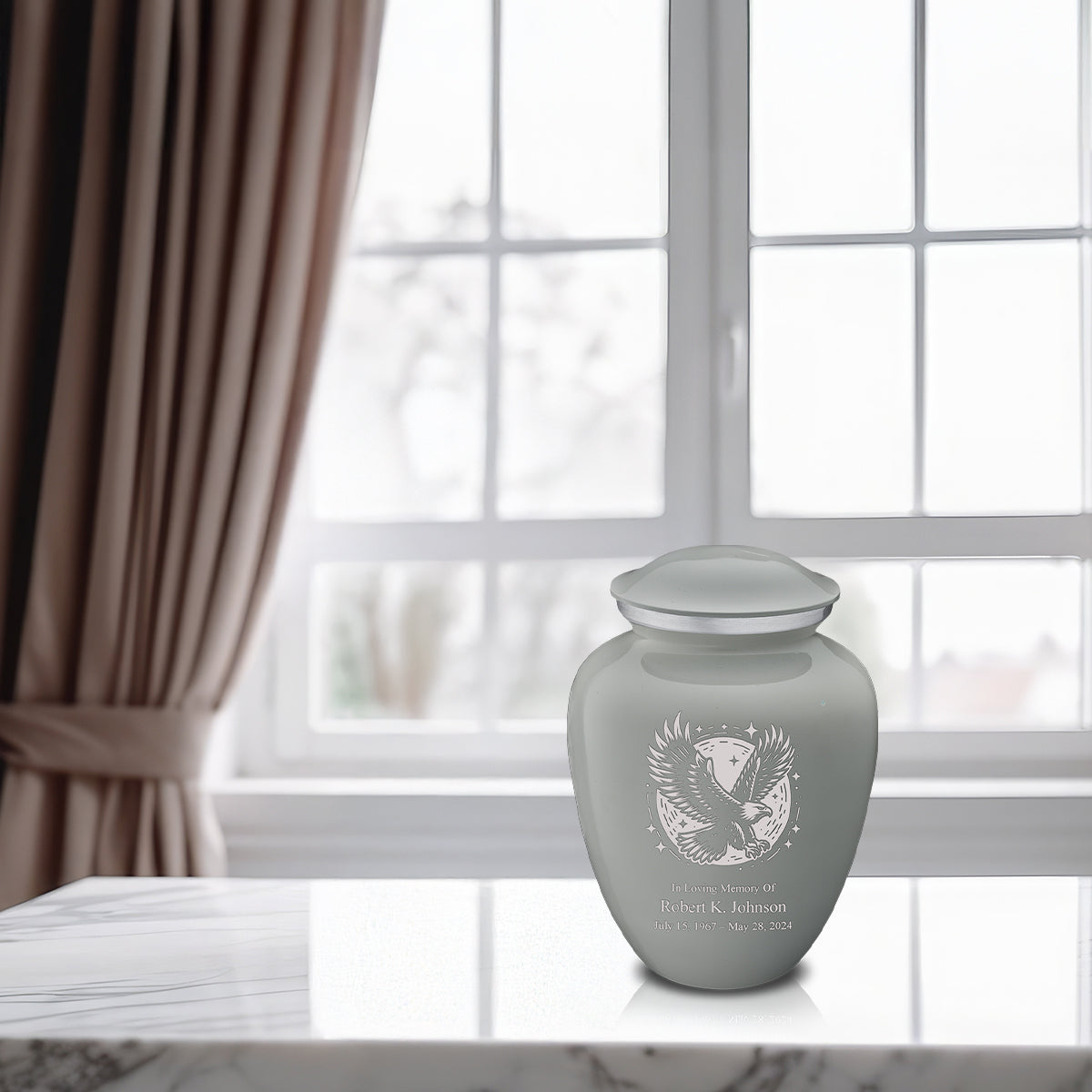 Medium Embrace Slate Grey Flying Eagle Cremation Urn