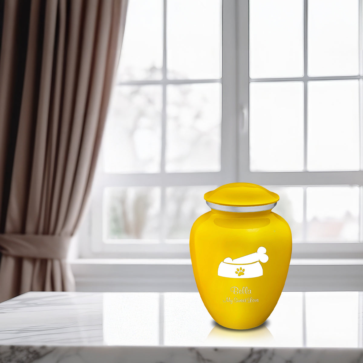 Medium  Embrace Yellow Pet Dog Bone Cremation Urn
