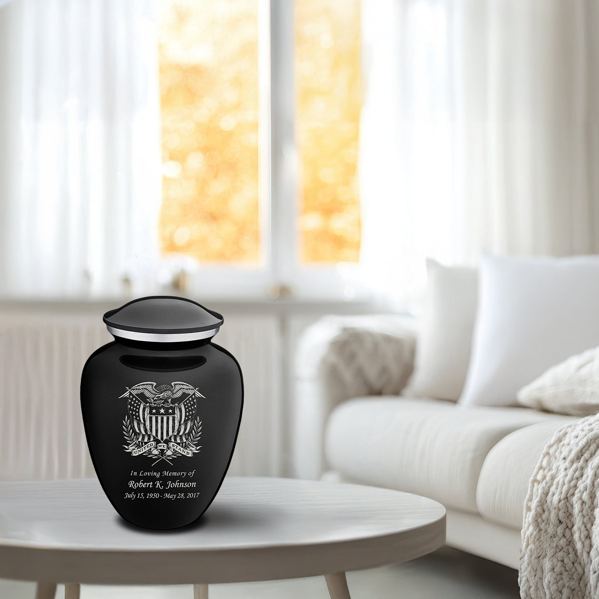 Medium Embrace Black American Glory Cremation Urn