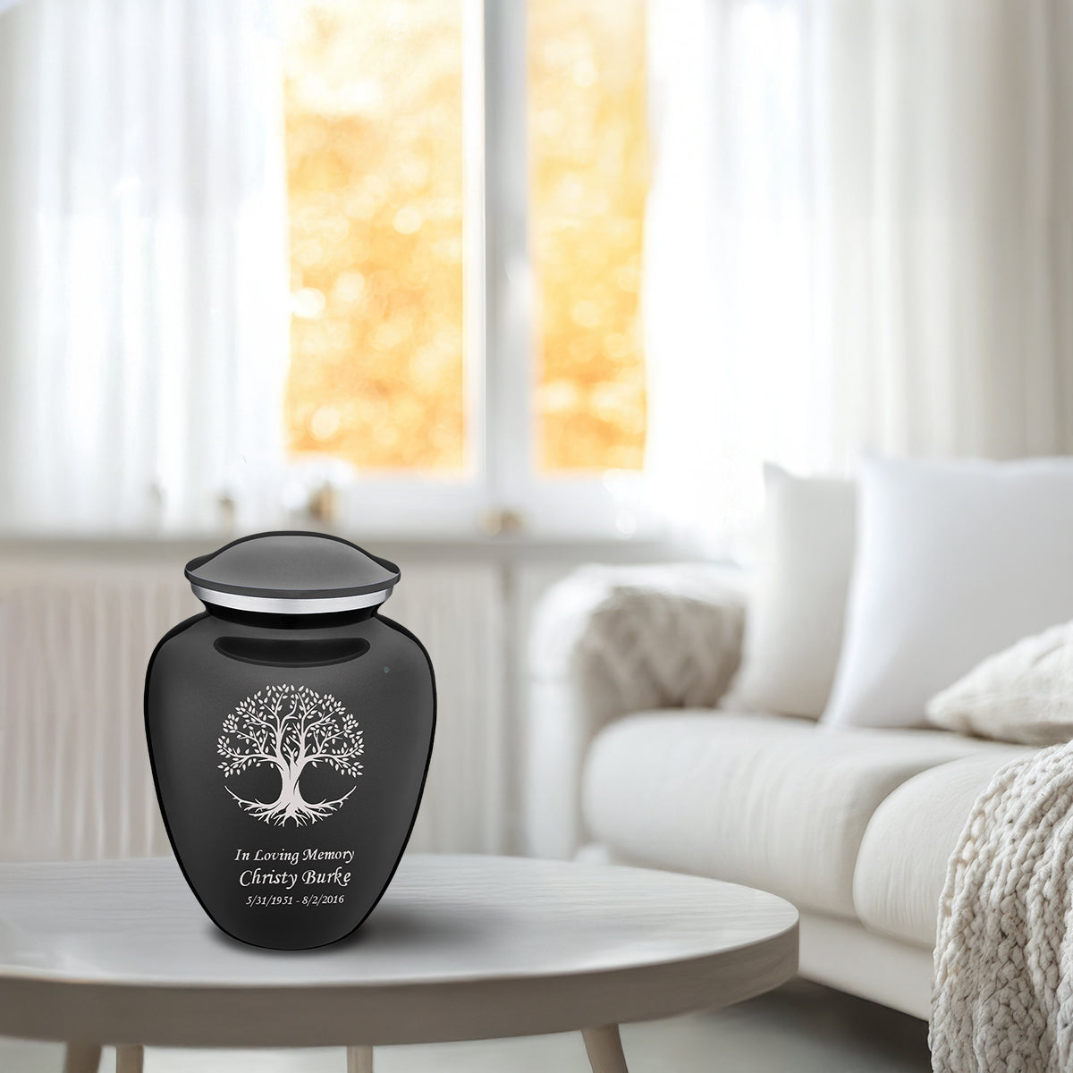 Medium Embrace Charcoal Tree of Life Cremation Urn