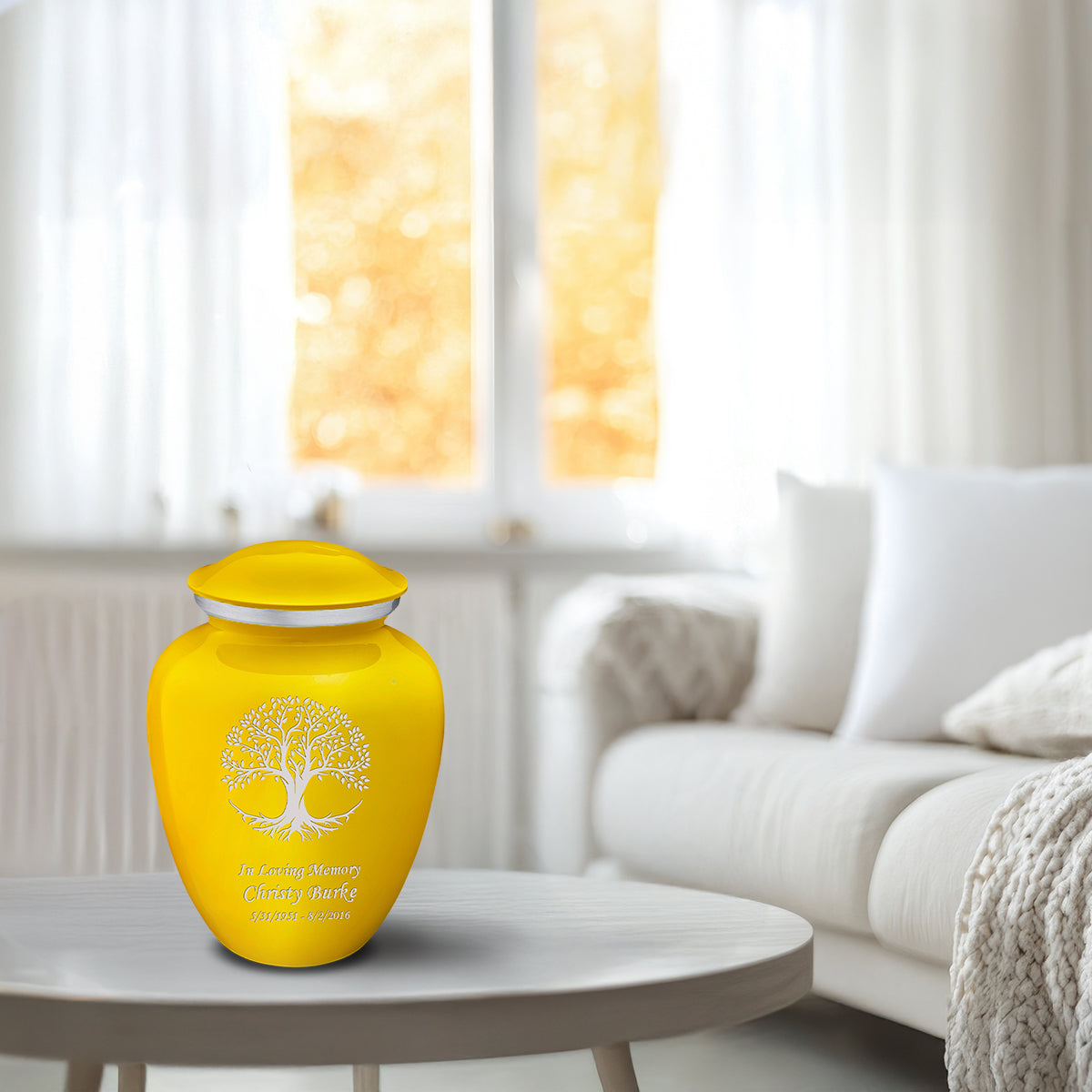 Medium Embrace Yellow Tree of Life Cremation Urn