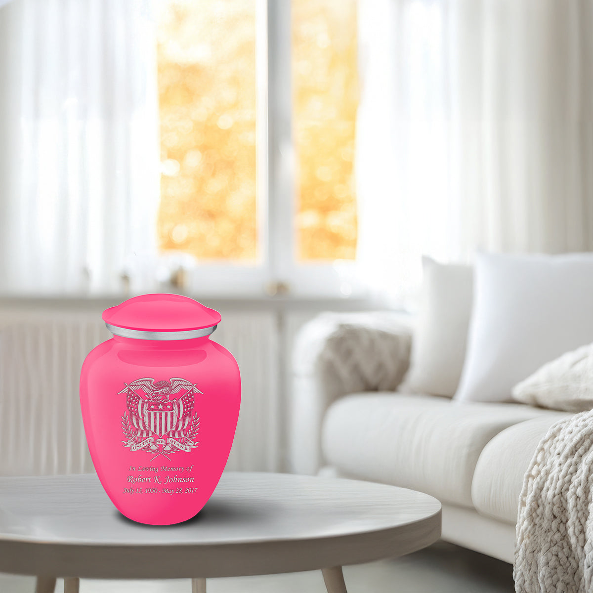 Medium Embrace Bright Pink American Glory Cremation Urn