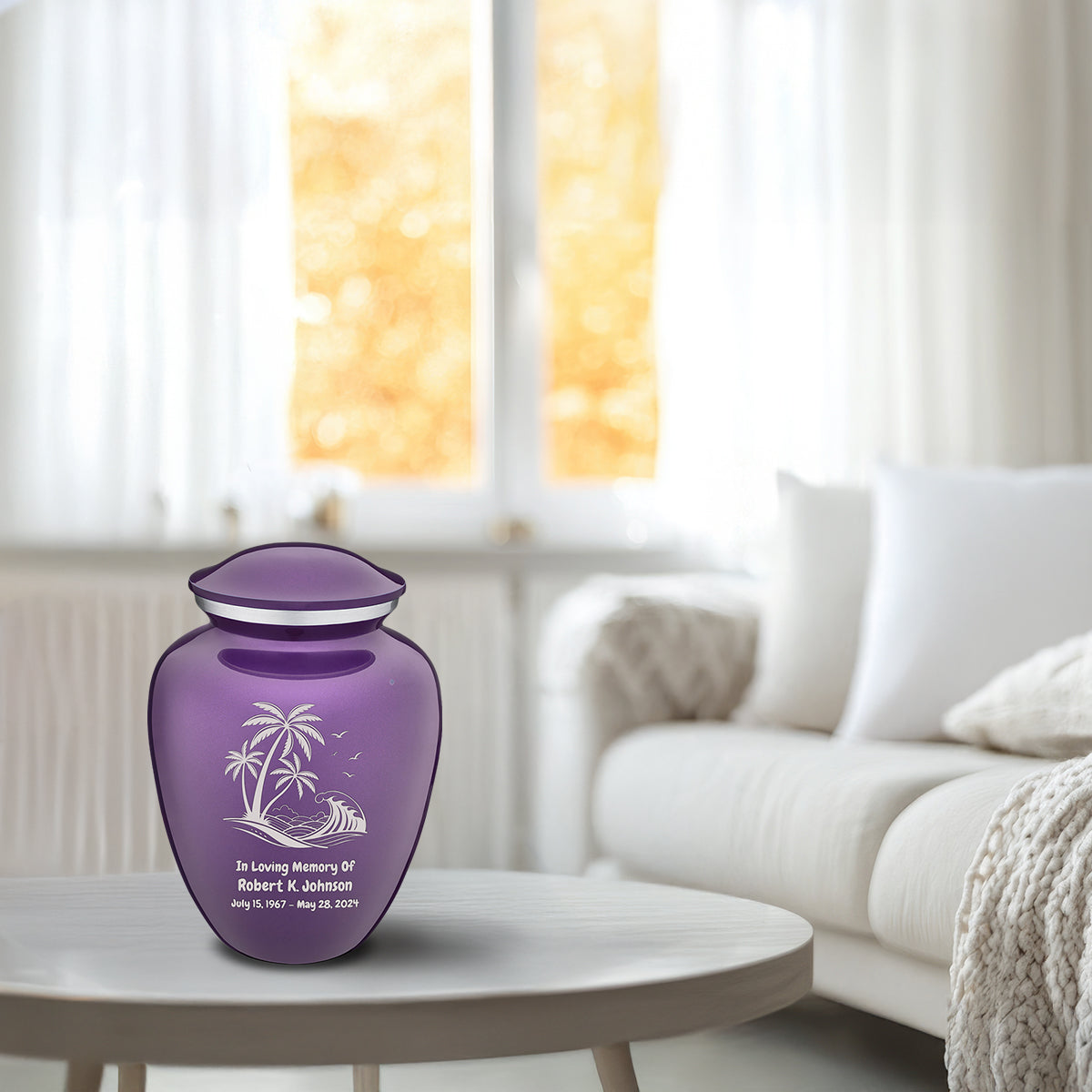 Medium Embrace Purple Palm Beach Cremation Urn