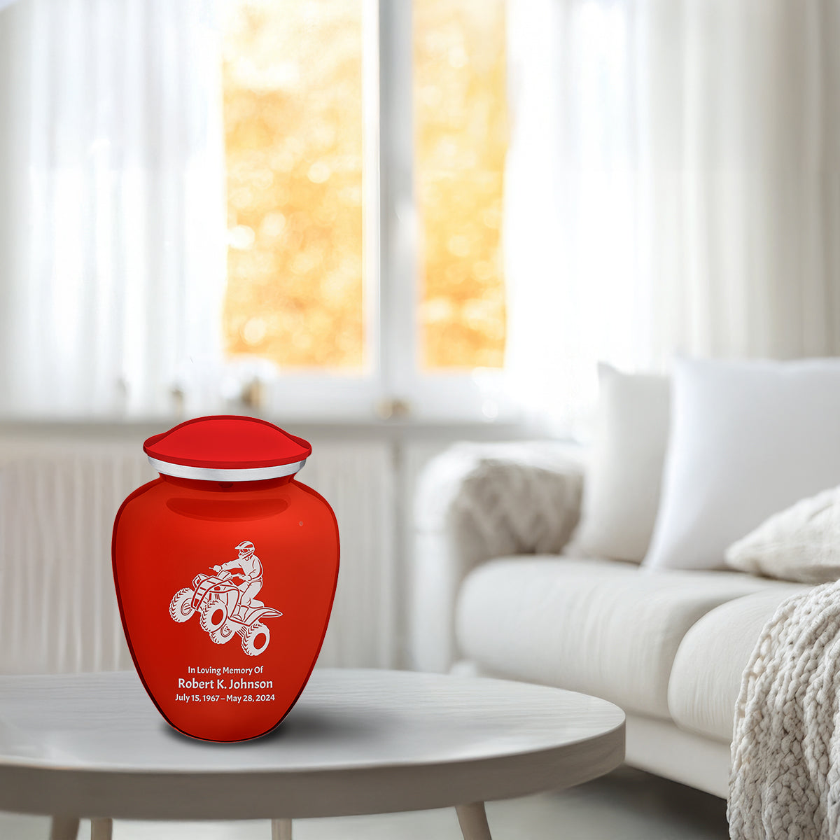 Medium Embrace Bright Red ATV Cremation Urn