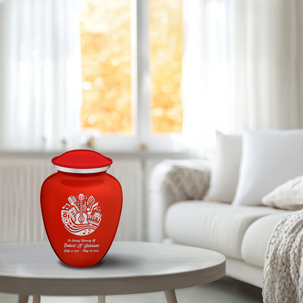 Medium Embrace Bright Red Music Cremation Urn