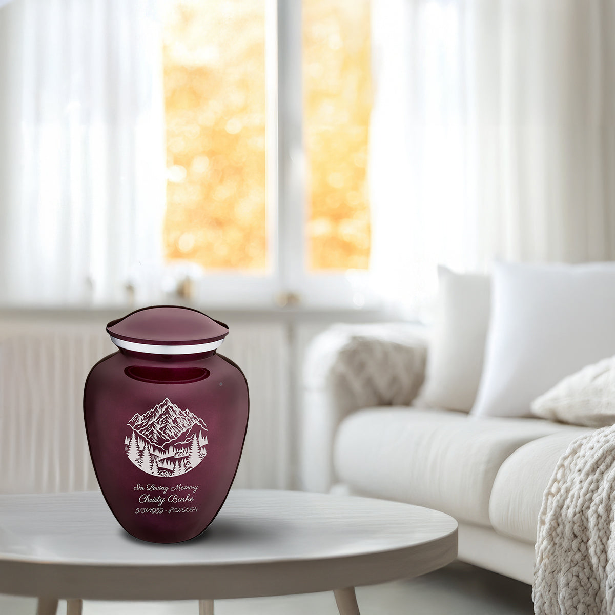 Medium Embrace Cherry Purple Rocky Mountains Cremation Urn