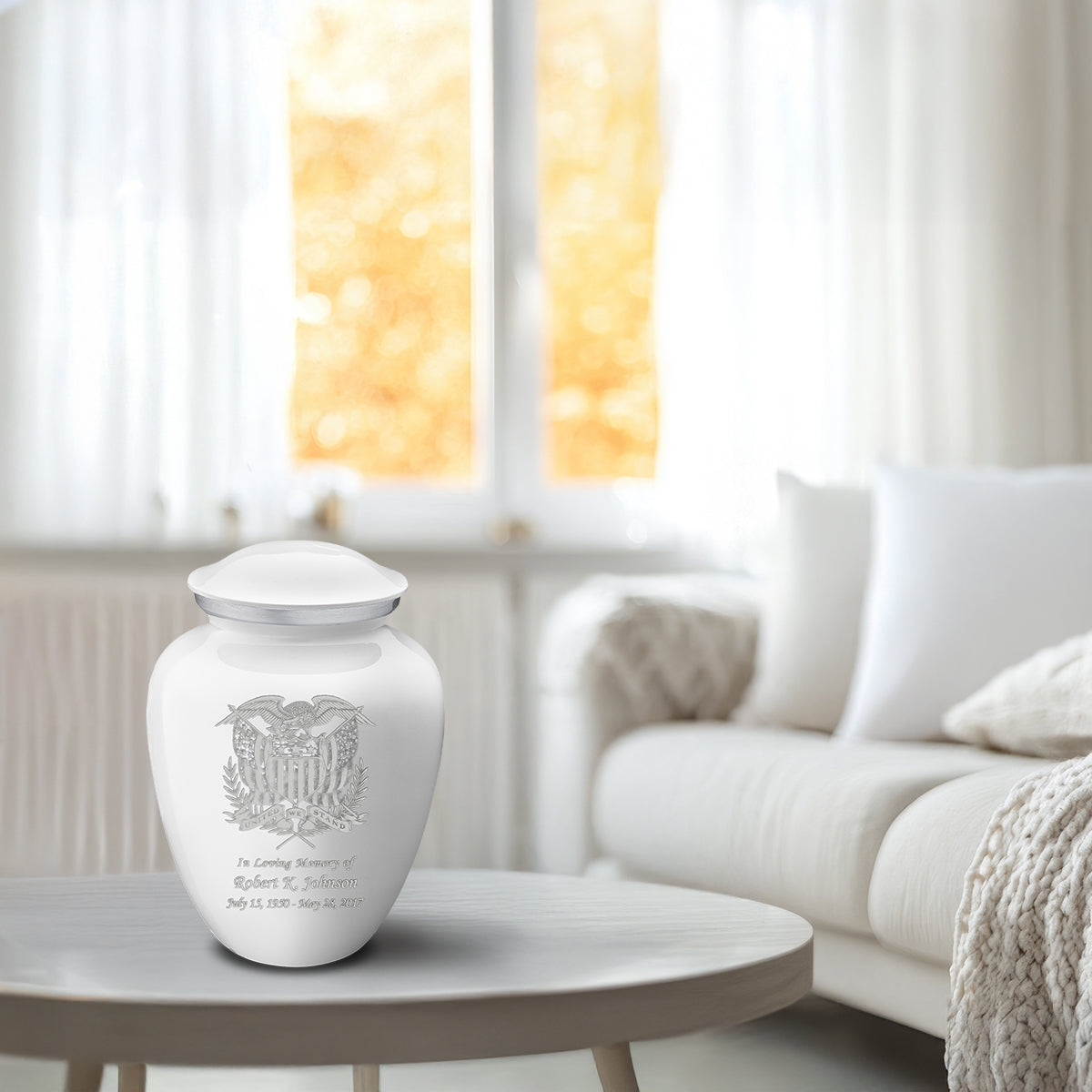 Medium Embrace White American Glory Cremation Urn