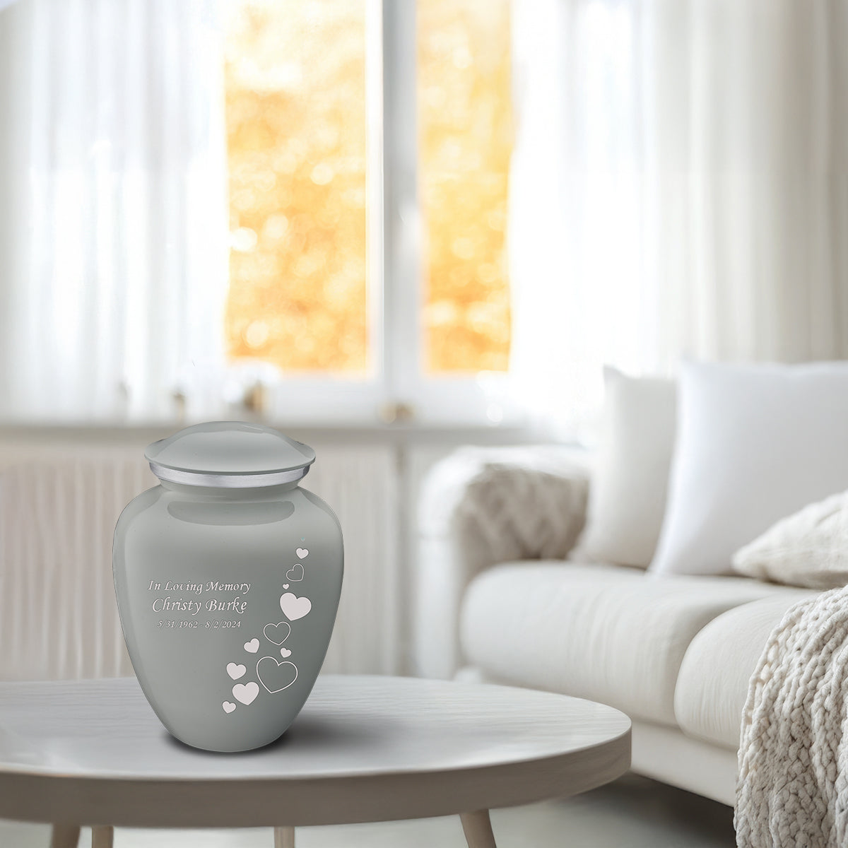 Medium Embrace Slate Grey Floating Heart Cremation Urn