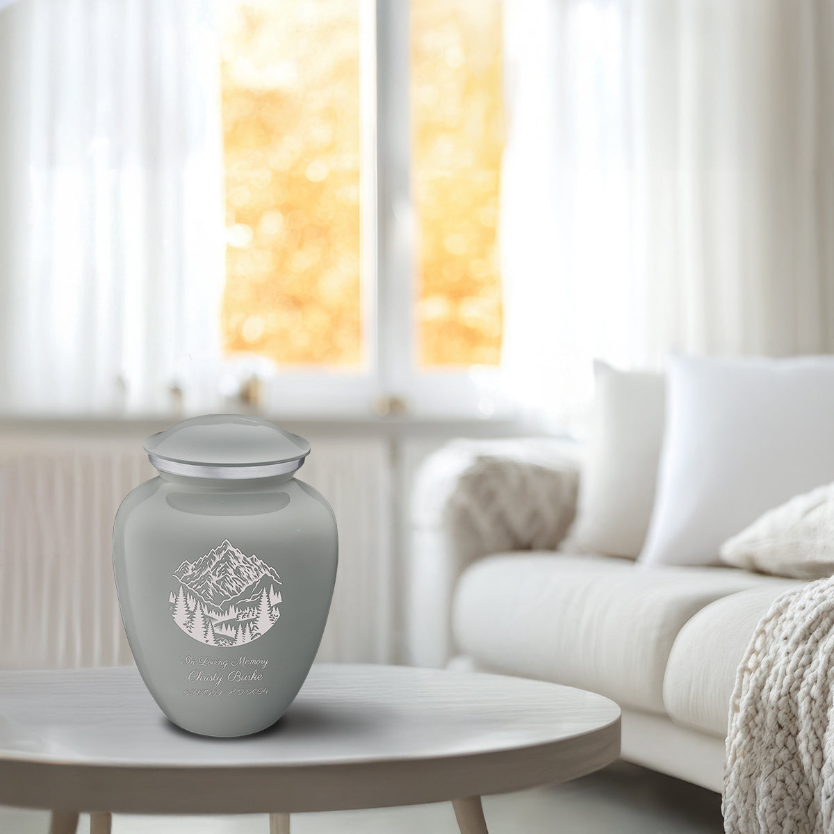 Medium Embrace Slate Grey Rocky Mountains Cremation Urn